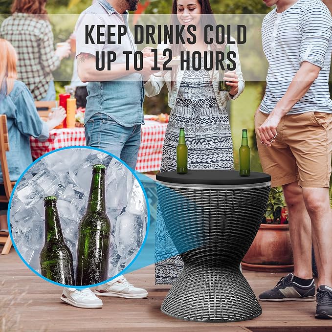 SereneLife Outdoor Cool Bar Table, 7.5 Gallon Beer and Wine Cooler, Patio - Image 3