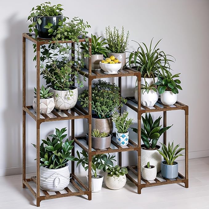 Plant Stand Indoor Outdoor Wood Plant Shelf by Gentingbro