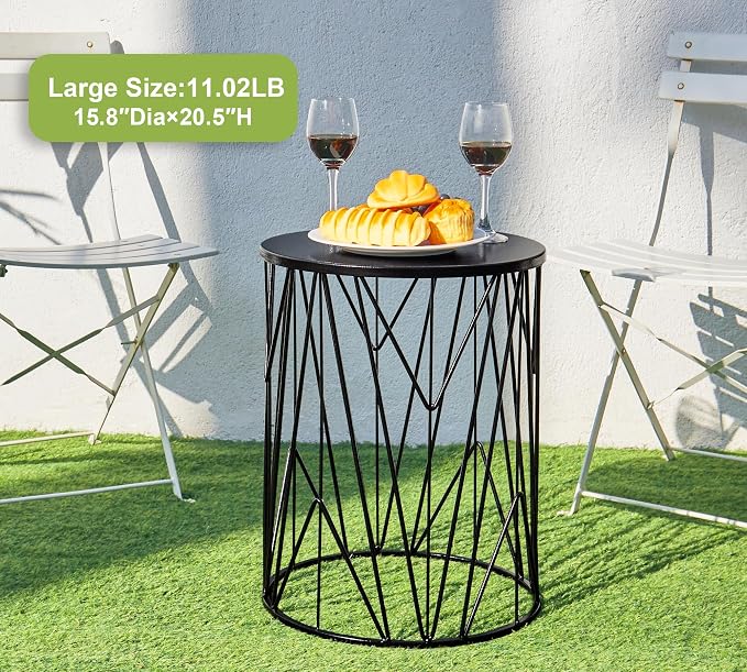 HFHOME Set of 3 Heavy-Duty Round End Table, Side Table, Coffee Table - Image 4
