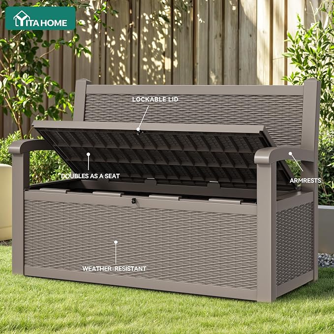 YITAHOME 70 Gallon Storage Bench Deck Box, Lockable Patio Bench, Waterproof - Image 5