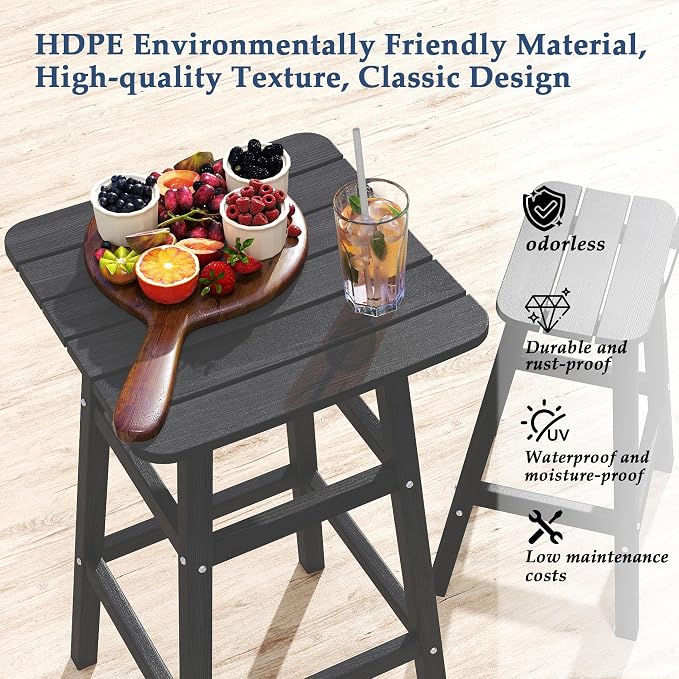 3-Piece Outdoor Counter Height Bar Table Set, HDPE Weather Resistant - Image 4