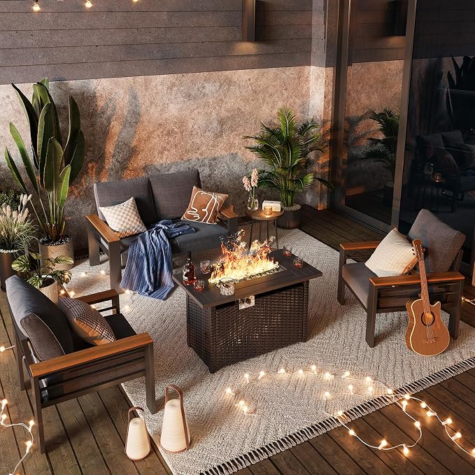 Aoxun Aluminum Outdoor Patio Furniture Set, 5-Piece Outdoor Sectional - Image 2