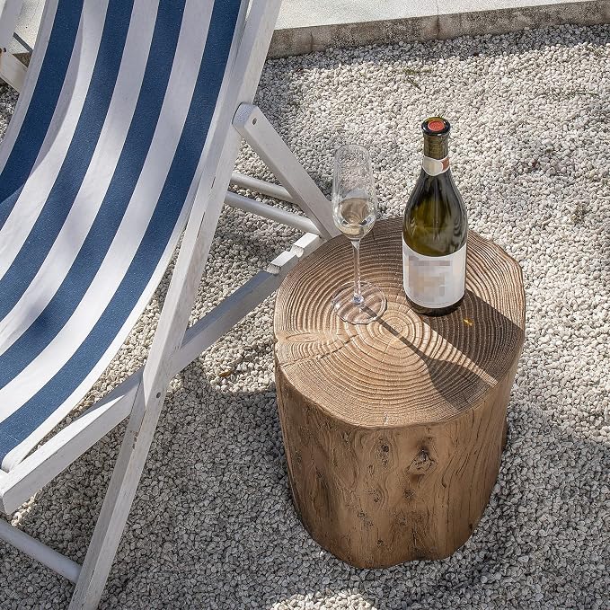 COSIEST 2 Pieses Outdoor Side Table, Hand-Painted Wood Stump Side Table Set of 2 - Image 7
