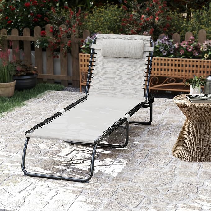 Outsunny Folding Chaise Lounge Chair, Patio Sun Tanning Chair, Outdoor Chaise - Image 10
