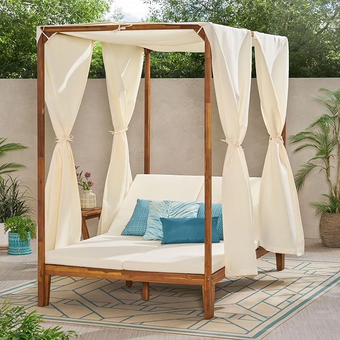 Christopher Knight Home Muntz Outdoor Acacia Wood Daybed Frame Only, Wooden - Image 3