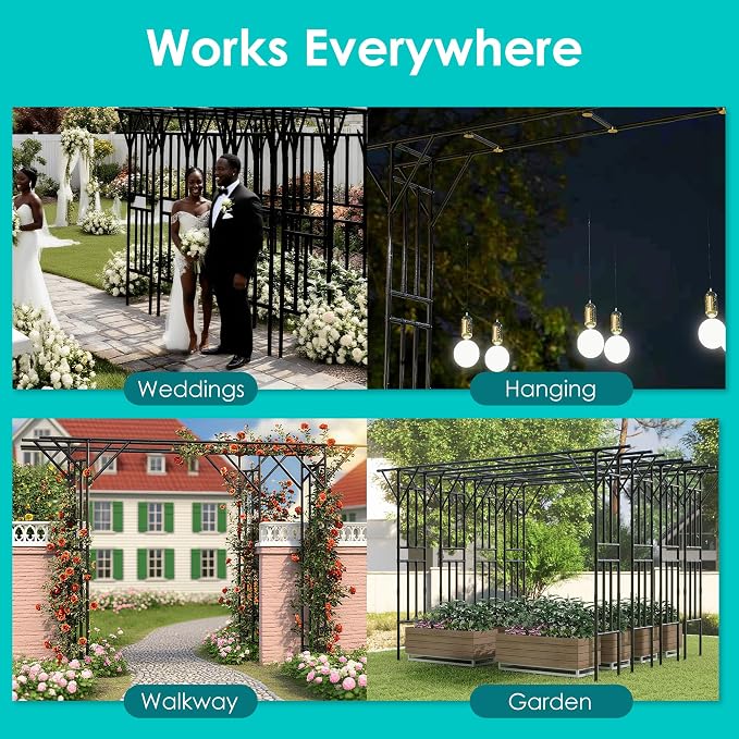 Twira Flat Top Garden Arch Trellis, 11FT x 9FT Extra Large Garden Trellis - Image 8