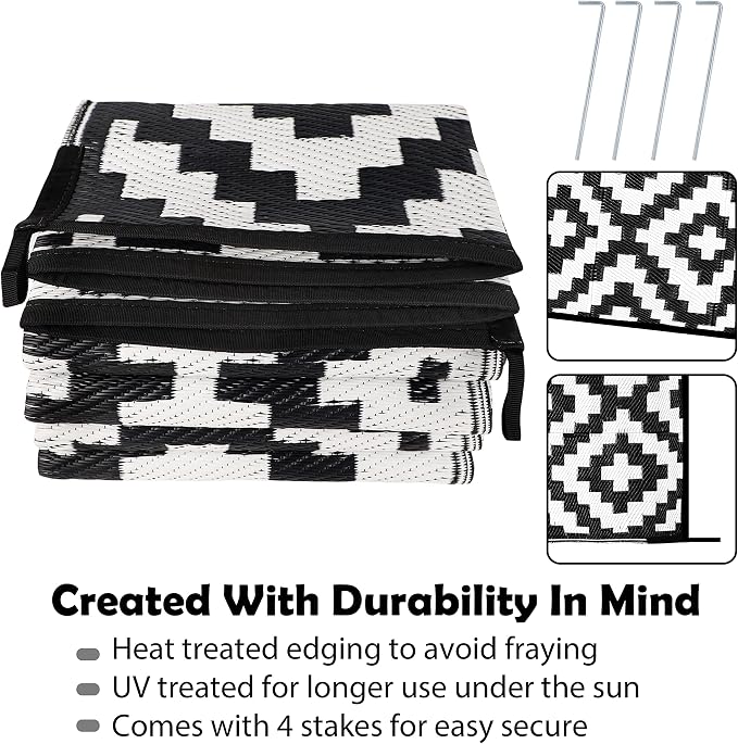 SAND MINE Waterproof Outdoor Rug 6x9 ft, Reversible Mats, Modern Area Rug - Image 4