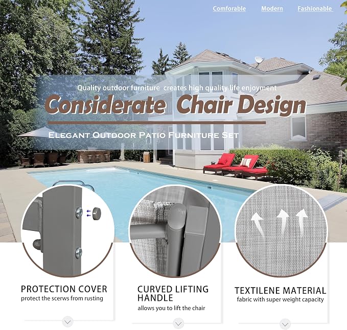 Vongrasig 4 Pieces Patio Furniture Sets, Outdoor Patio Conversation Sets - Image 6
