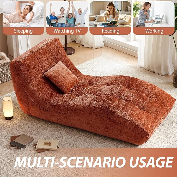 Chaise Lounge Chair with Curved Back, Modern Upholstered Recliner Sofa - Image 5