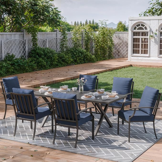 ALAULM 7-Piece Patio Dining Table and Chairs Outdoor Dining Set - Image 2