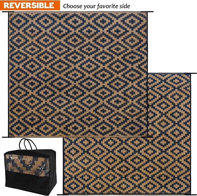 SAND MINE Reversible Mats, Plastic Straw Rug, Modern Area Rug, Large Floor Mat - Image 3