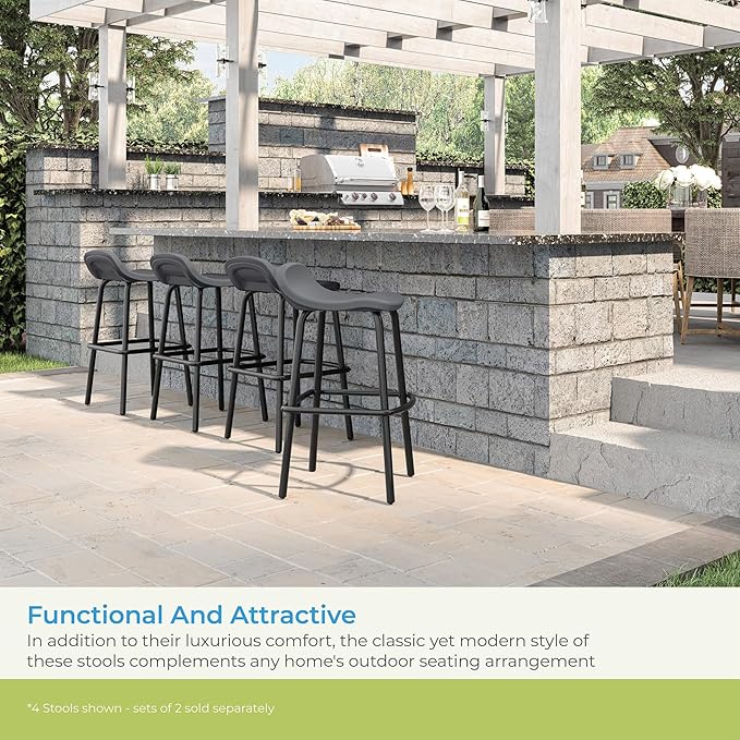Suncast Outdoor Modern Resin Patio Bar Stools - Image 2