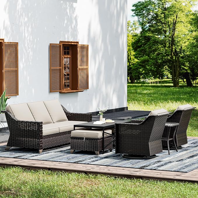 Joyside Wicker Patio Furniture Sets, 7 Pieces Upgraded Large Size Outdoor by Joyside
