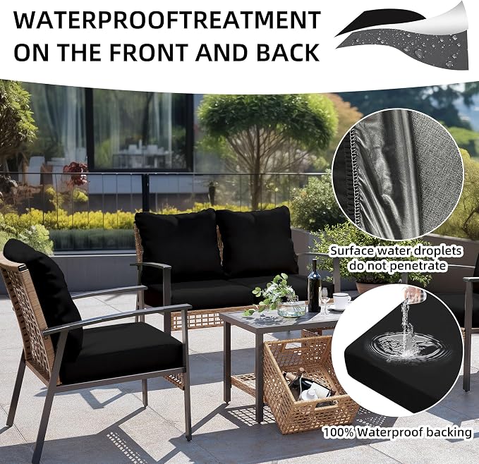 14Pcs Outdoor Cushion Covers, Patio Cushion Covers, Stretch Elastic Slipcovers - Image 4