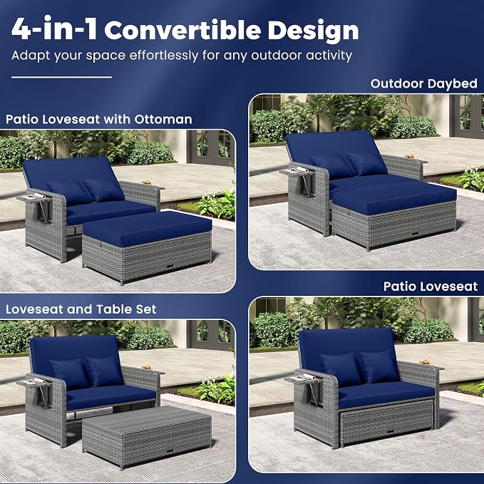 HAPPYGRILL Patio Rattan Wicker Daybed - Image 4