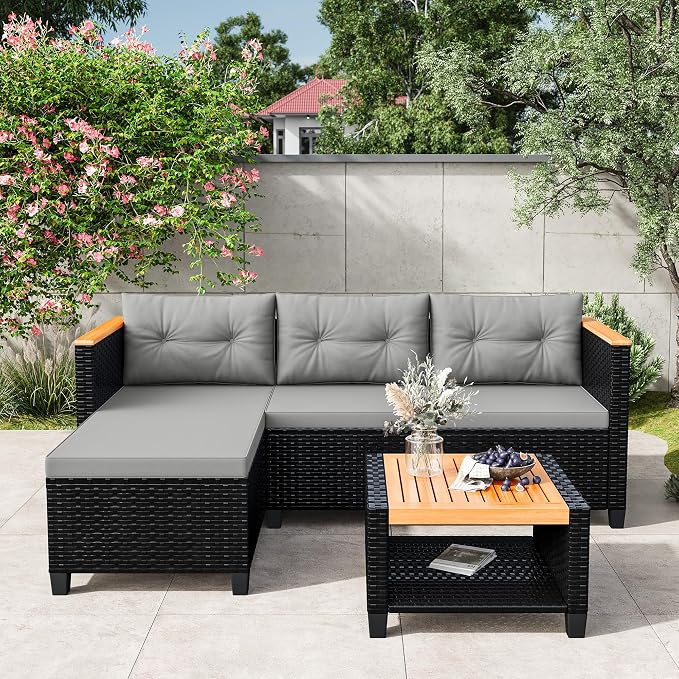 Wisteria Lane Small Patio Furniture Set, All-Weather PE Rattan Outdoor by WisteriaLane