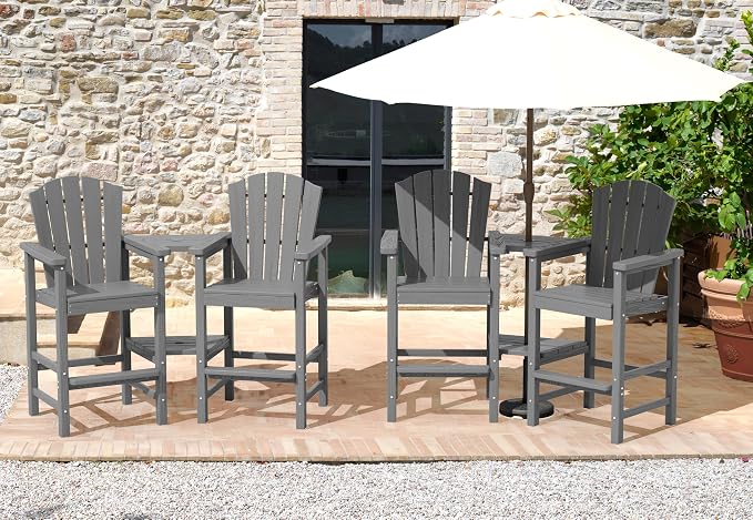 KINGYES Tall Adirondack Chairs Set of 4, All Weather Embossed Balcony Height by KINGYES