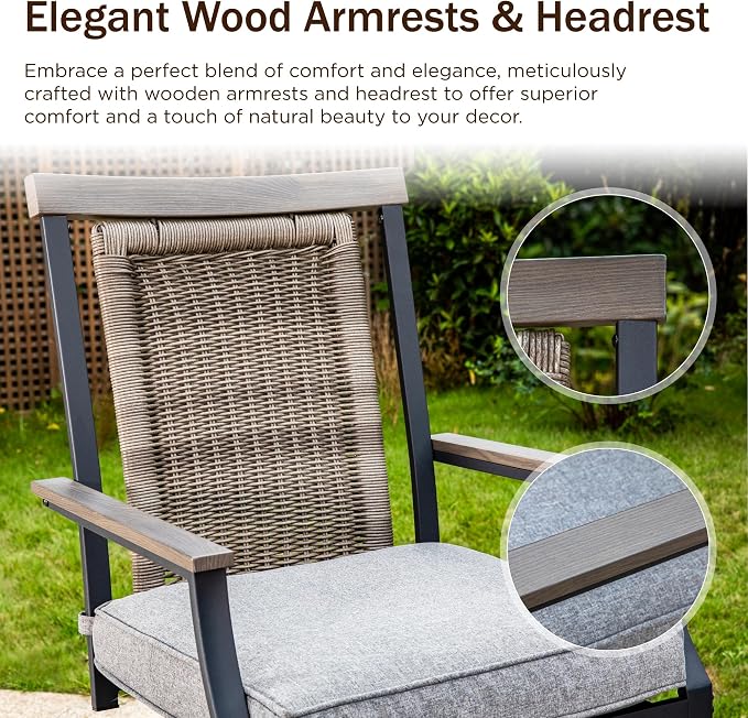 PHI VILLA Outdoor Swivel Bar Stools Set of 2 - Image 7