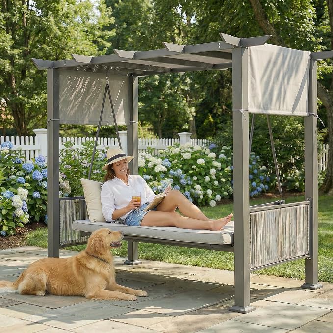Pamapic 3-Seat Porch Swing Bed - Image 3