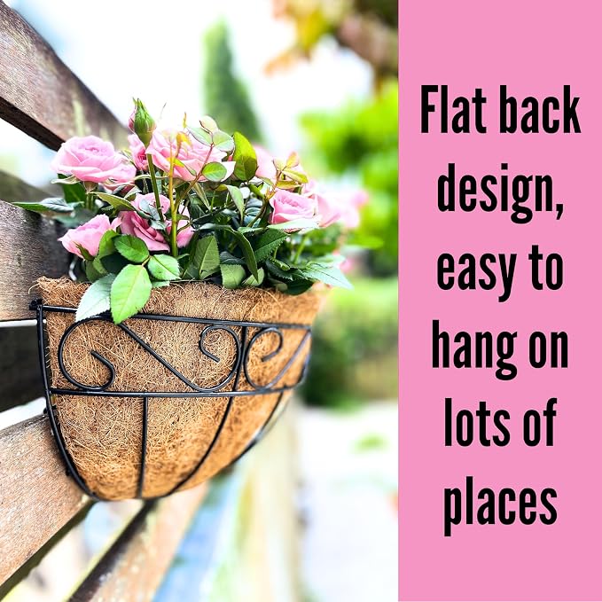 LaLaGreen 16 Inch Wall Mounted Flower Baskets, 4 Pack, Large Railing Planter - Image 9