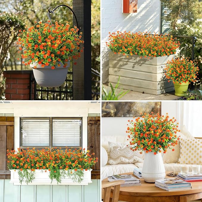 20 Bundles Artificial Flowers for Outdoors Fake Plastic Flowers UV Resistant - Image 6