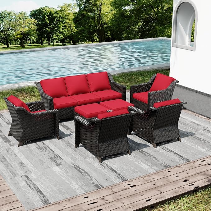 Joyside Wicker Patio Furniture Sets, 7 Pieces Upgraded Large Size Outdoor - Image 6