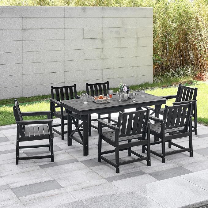 7 Pieces HDPE Outdoor Dining Set, Patio Dining Set - Image 9