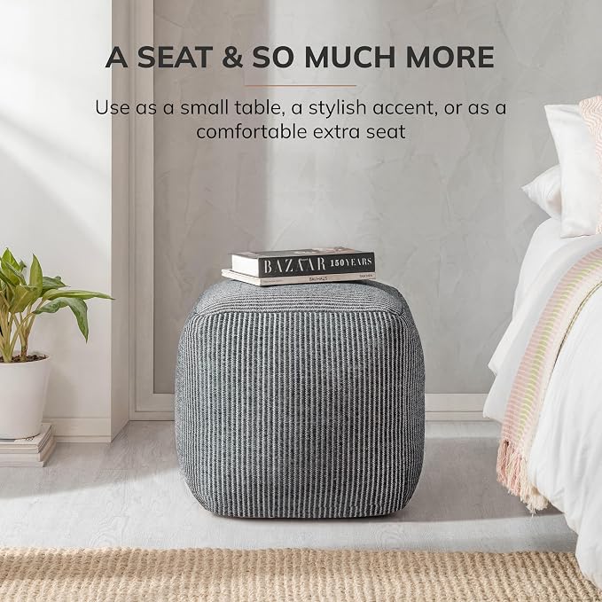 Anji Mountain 100% Handmade & Handcrafted Comfortable Home Décor Pouf Ottoman - Image 7
