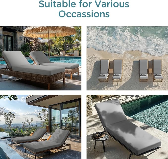 Codi Outdoor Lounge Chair Cushions, Chaise Cushion - Image 7