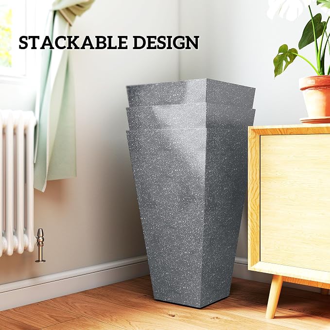 Outsunny 28 Inch Tall Planters for Outdoor Plants, Stackable Tapered Large - Image 8