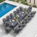 PURPLE LEAF 16 Pieces Patio Dining Set Wicker Outdoor Furniture Rectangular by PURPLELEAF