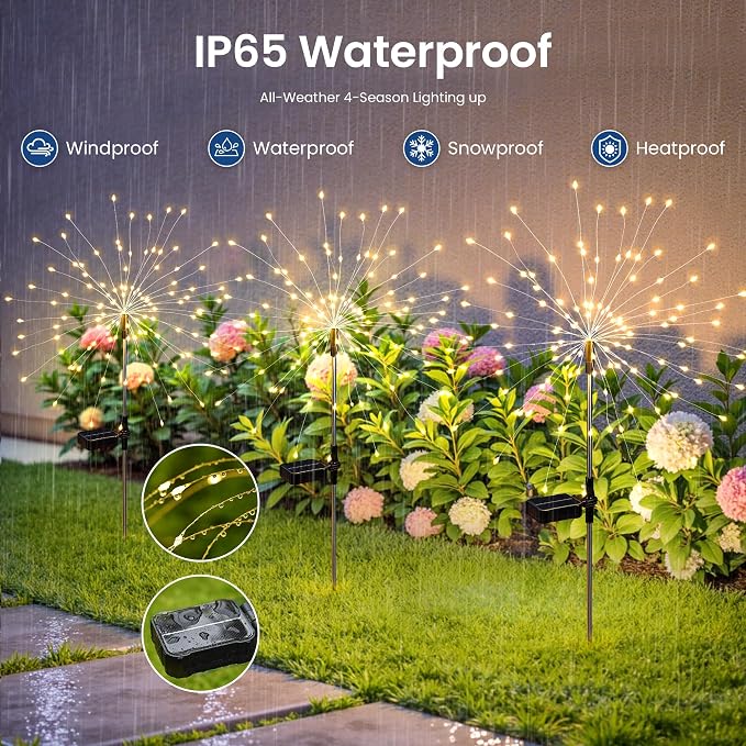 Solar Lights Outdoor, 120LED 8 Pack Fairy Garden Lights Decor - Image 6