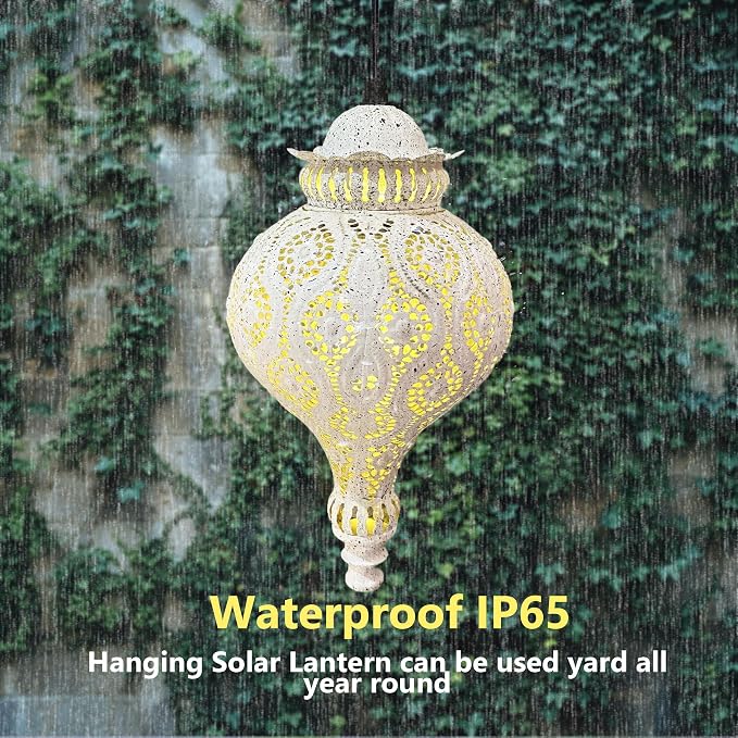 Moroccan Solar Lanterns Outdoor Waterproof White Hanging Lanterns Outdoor - Image 4