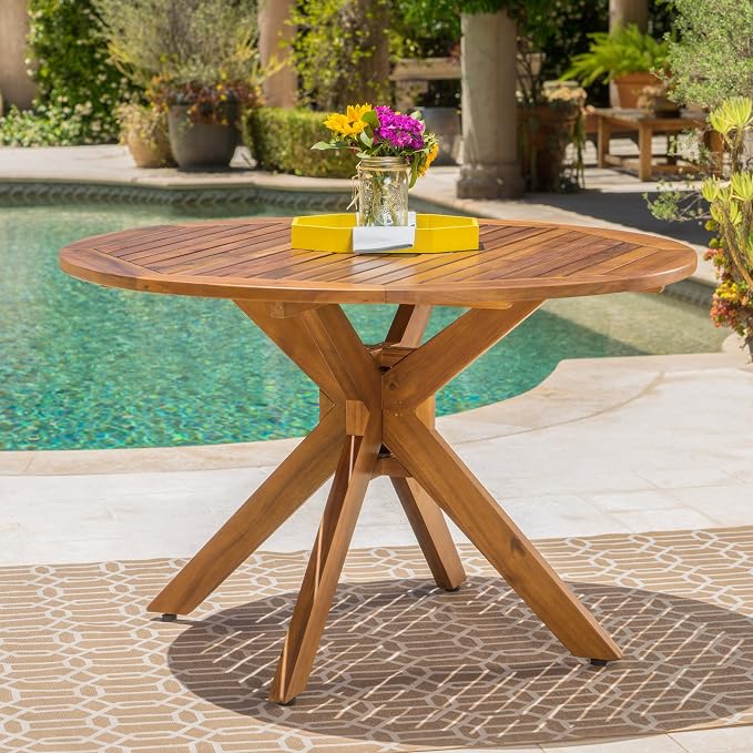 Christopher Knight Home Stamford Outdoor Acacia Wood Round Dining Table by ChristopherKnightHome