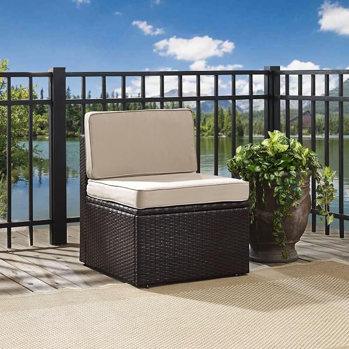 Crosley Furniture Palm Harbor Armless Outdoor Sectional Chair, Wicker Patio - Image 2