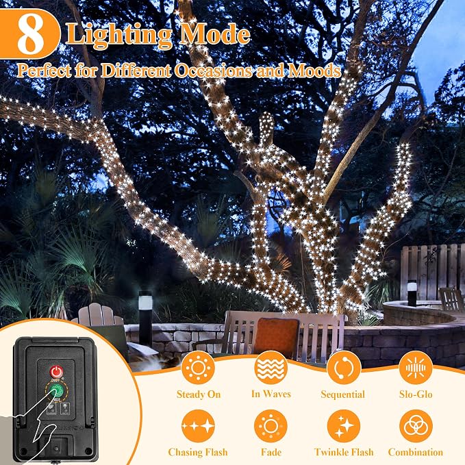 Solar String Lights 120LED 40FT, IP67 Waterproof Solar Lights - Image 4