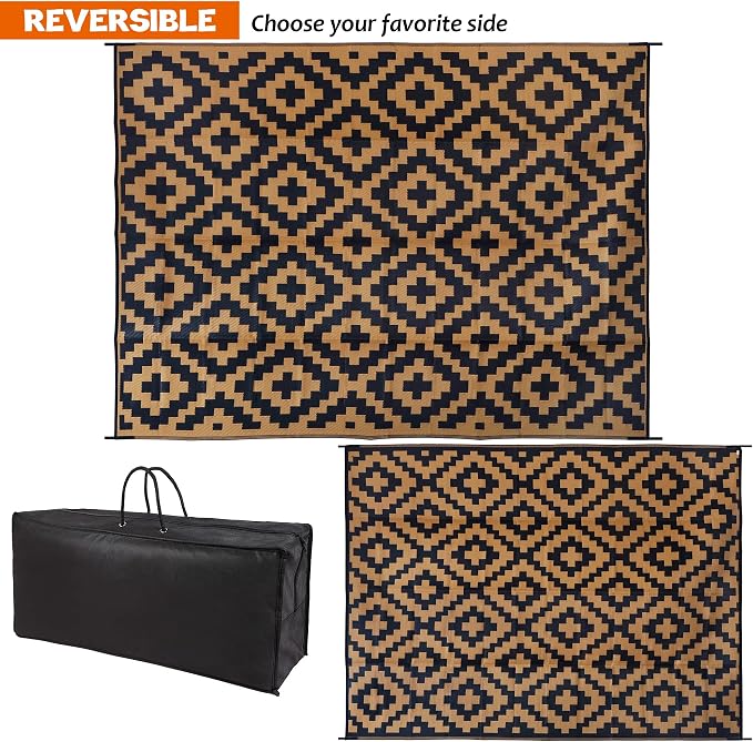 SAND MINE Reversible Mats, Plastic Straw Rug, Modern Area Rug, Large Floor Mat - Image 3
