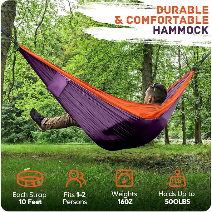 Camping Hammock Lightweight, Portable Hammocks Parachute Hammock - Image 6