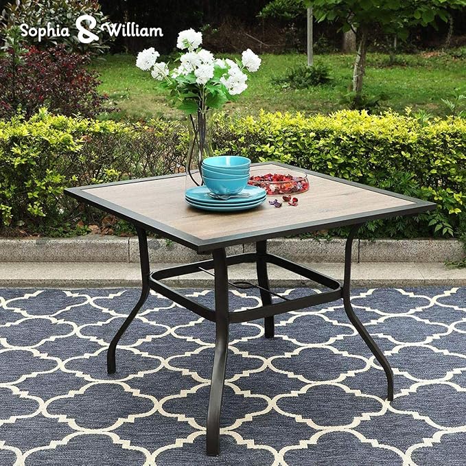 PHI VILLA 5 Piece Patio Dining Set Metal Outdoor Table and Chairs Furniture Set - Image 4