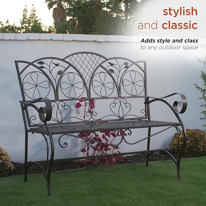 Alpine Corporation 45" Long Outdoor Metal Classic Bench - Image 5