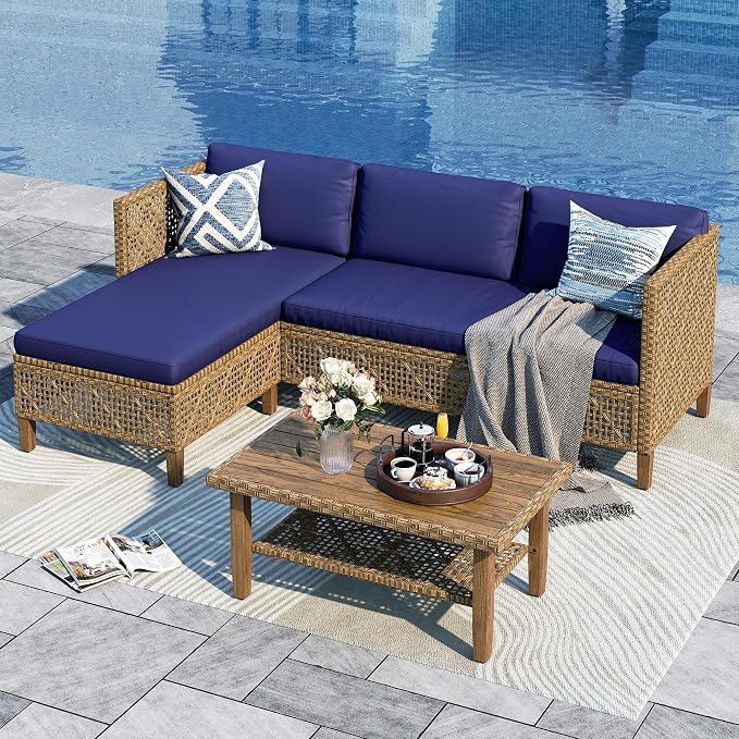 Sophia and William Boho Wicker Patio Furniture Set, Outdoor Rattan Sectional by SophiaWilliam