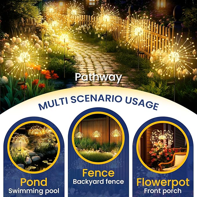GIGALUMI Garden Decor Outdoor Lights 120LED 4Pack, Solar Garden Lights - Image 5