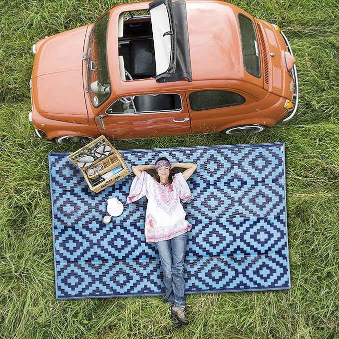 SAND MINE Reversible Mats, Plastic Straw Rug, Modern Area Rug, Large Floor Mat - Image 5
