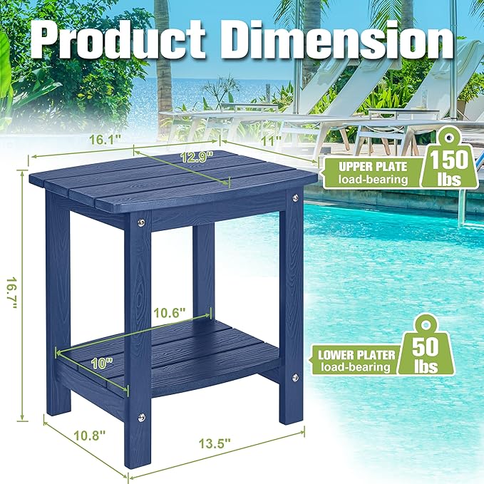 Y&M Outdoor Side Table, HIPS Adirondack Small Double Layer Table, Waterproof - Image 3