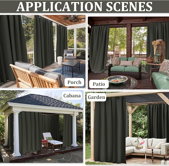 Gazebo Universal Replacement Privacy Curtain, 4-Panels Sidewall Curtains - Image 7