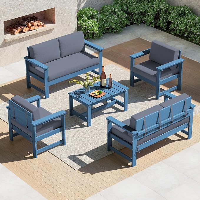 SERWALL 5 Pieces HDPE Outdoor Sofa Set by SERWALL