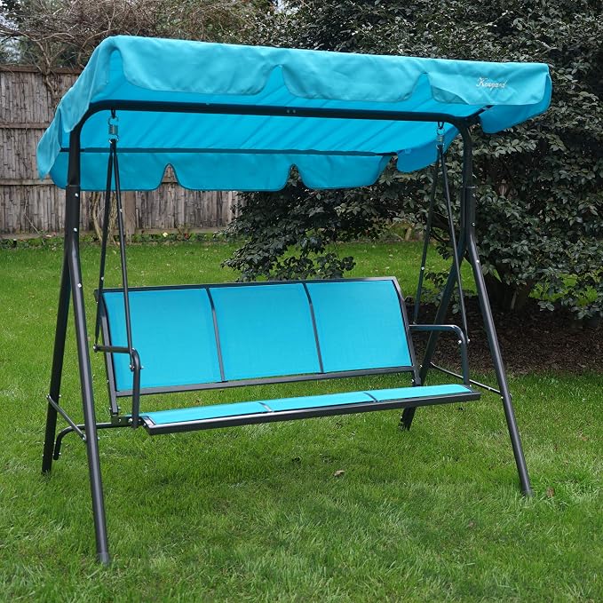 Kozyard 3-Person Outdoor Canopy Porch Swing Chair, Breathable Textilene Armrest - Image 6
