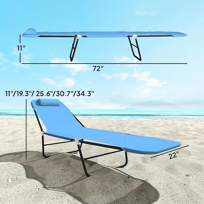 Outsunny Folding Chaise Lounge Chair, Pool Sun Tanning Chair, Outdoor Lounge - Image 3