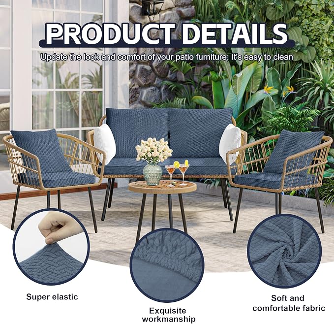 8Pcs Patio Cushion Covers, Outdoor Cushions Covers, Stretch Cushion Covers - Image 3