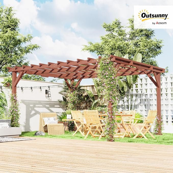 Outsunny 11' x 12.5' Outdoor Wood Pergola - Image 2